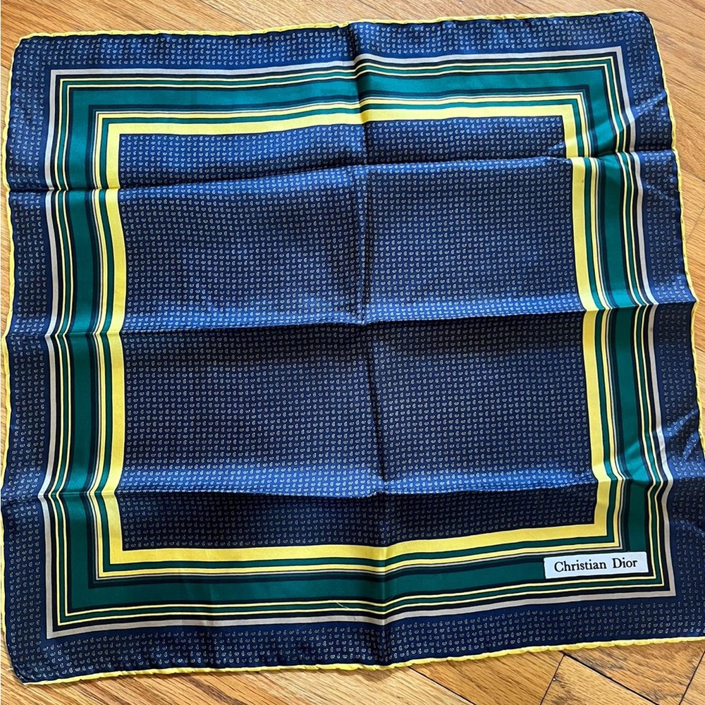 Vintage Christian Dior 100% Silk Pocket Square Scarf